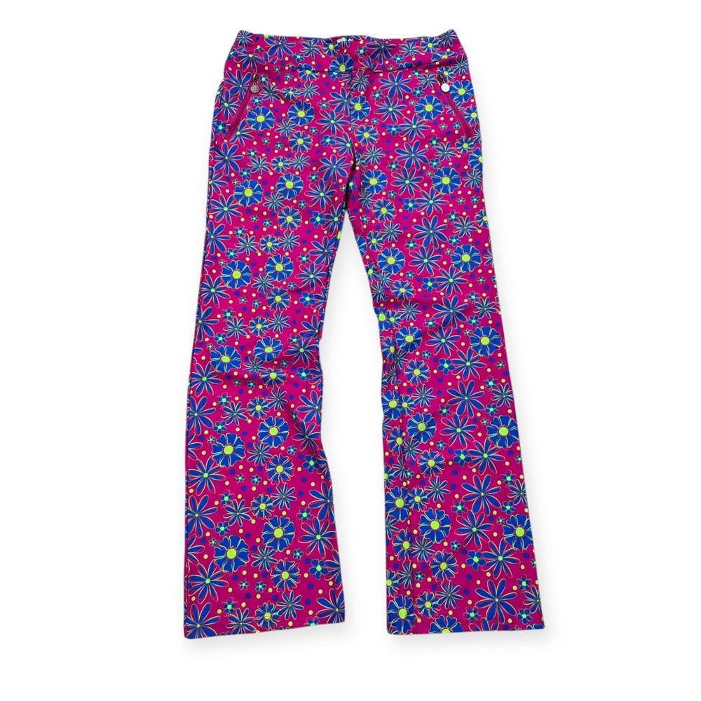 Tzu Tzu‎ Pants Women's Large Colorful Floral Lexi Stretch Zip Pockets USA